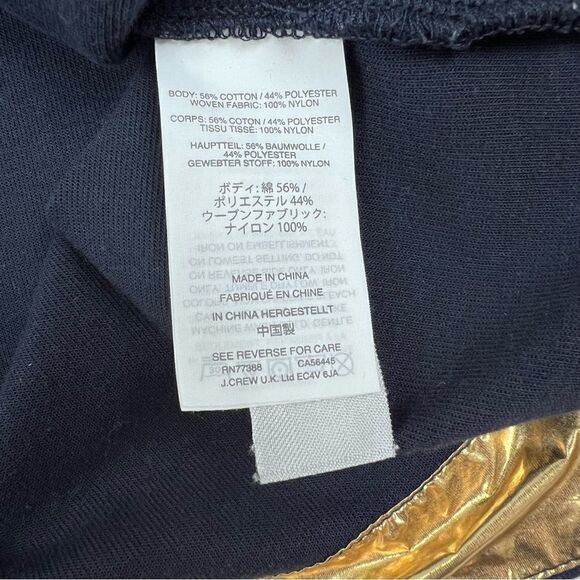 J.Crew Navy Blue Pullover Hoodie Anorak + Metallic Gold Hood - Picture 10 of 12